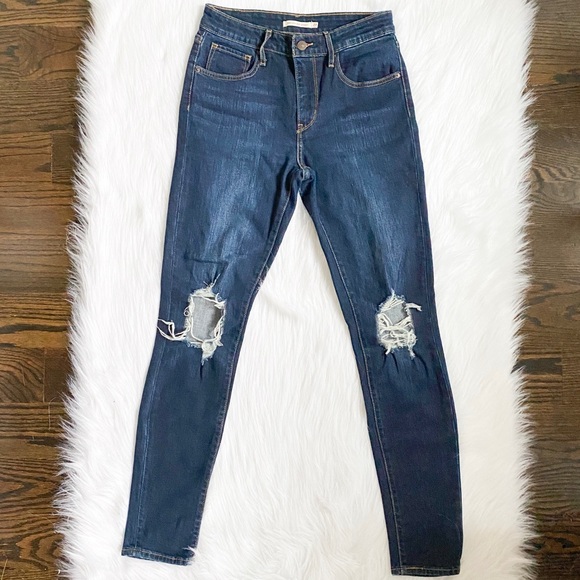 Levi's Denim - LEVI STRAUSS Distressed Dark Wash Jeans / Size 27